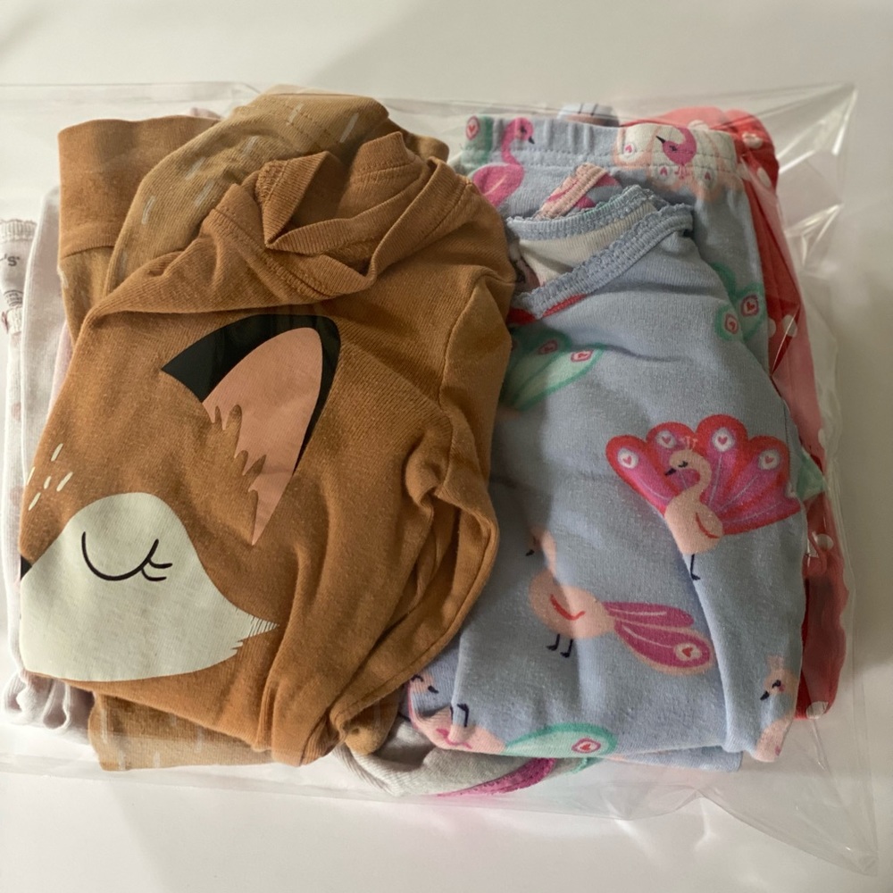 5 pair carters toddler girl pajamas size 2T